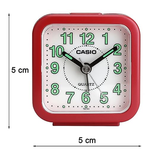 Casio Analog Table Clock (TQ-141-4DF, Red, White, 6.7 x 6.4 x 3.4 cm)(OPEN BOX) Casio Analog Table Clock (TQ-141-4DF, Red, White, 6.7 x 6.4 x 3.4 cm)(OPEN BOX)